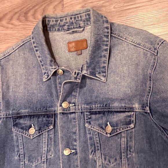 ASOS Mens Denim Jacket Large Classic Trucker Light Wash Casual Streetwear Cotton - Picture 3 of 8